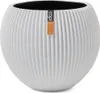 A white, spherical planter with vertical ribbed texture. Anteprima dell’immagine prodotto