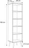 A line drawing of a tall, narrow bookshelf with dimensions indicated. Produktbild-Vorschau