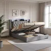INONEFT Posteľ s pružinovým matracom 140x200 cm s LED/USB, Náhľad obrázku produktu 2