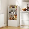 A white shelving unit with kitchen items on display, next to a white cabinet. Produktbild-Vorschau