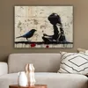 Wanddeko 80x60 cm - Banksy - Mädchen - Straßenkunst - Vogel Produktbild-Vorschau 5