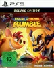 The image is a marketing image for the video game 'Crash Team Rumble Deluxe Edition' for PlayStation 5. It features characters from the Crash Bandicoot franchise. Produktbild-Vorschau