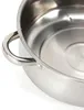 A close-up shot of a stainless steel pot with a handle. Produktbild-Vorschau
