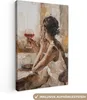 MuchoWow© Leinwand Bilder 80x120 cm - Design: Frau mit Produktbild-Vorschau 1