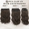 Clip in Extensions 35cm Wellige Braun Haarverlängerung 5PCs Produktbild-Vorschau 2