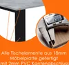 Close-up of a table edge and a caliper measuring the thickness of the edge banding. Produktbild-Vorschau