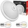 A product shot of a ceiling lamp with motion sensor and two light bulbs, along with its packaging. Náhled obrázku produktu