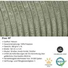 Close-up of a fabric texture with product information and certification icons. Produktbild-Vorschau