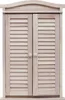 A light wood cabinet with louvered doors and round knobs, presented against a white background. Podgląd zdjęcia produktu