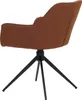 A brown upholstered chair with a black metal base, shown from the back and side. Náhľad obrázku produktu