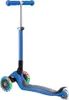 A blue three-wheeled scooter with LED lights on the wheels, shown against a white background. Anteprima dell’immagine prodotto