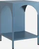 A blue industrial side table with an arched opening on the front and a shelf at the bottom. Produktbild-Vorschau