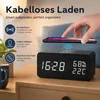 Digitaler Wecker mit kabelloser Ladefunktion, LED-Holzuhr Produktbild-Vorschau 7