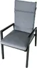 A grey upholstered armchair with a black metal frame against a white background. Produktbild-Vorschau