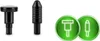 Two black massage gun attachments and two green circular icons with white line drawings of the attachments. Produktbild-Vorschau
