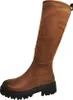 A single brown boot is shown against a white background.