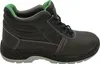 A single black and green safety boot is shown against a white background. Produktbild-Vorschau