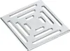 A square metal drain cover with a patterned surface. Podgląd zdjęcia produktu