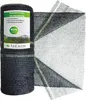 A roll of black shade netting with a green stripe, partially unrolled to show its texture and pattern. A label is attached to the roll. Anteprima dell’immagine prodotto