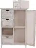 A white wooden cabinet with drawers and a door, shown against a white background. Náhled obrázku produktu
