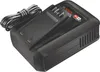 A black Bosch battery charger is shown from a slightly elevated angle against a white background. Náhled obrázku produktu