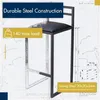 A blueprint-style background with a bar stool and marketing text. Voir les images du produit