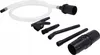 A set of vacuum cleaner attachments and a hose are laid out on a white background. Produktbild-Vorschau