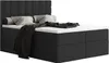 A black upholstered bed with a headboard, mattress, and pillows, set against a white background. Produktbild-Vorschau