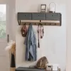 SoBuy Wandgarderobe FHK26-N im Industriellen Stil mit 3 Stoffboxen und Haken in dunkelbraun Anteprima dell’immagine prodotto