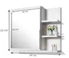 Armadio a specchio 60x50 bianco, mobile bagno con ripiani, Anteprima dell’immagine prodotto 3
