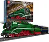 A product box and a model of a green train on a track. Voir les images du produit