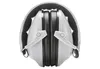 A pair of white and black earmuffs folded together, presented against a white background. Voir les images du produit