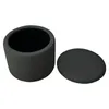 A dark gray cylindrical storage box with its lid placed next to it, isolated on a white background. Produktbild-Vorschau