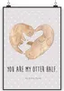Mr. & Mrs. Panda Bild Otter Herz DIN A3 - Grau Pastell - Produktbild-Vorschau 1