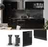 A collage of a modern black high-gloss kitchen and kitchen components. Anteprima dell’immagine prodotto