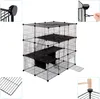 EUGAD Freigehege Laufgitter mit Tür&Treppe DIY Schwarz, Produktbild-Vorschau 5
