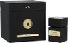 A black perfume box and a black perfume bottle with gold accents are displayed on a white background. Produktbild-Vorschau