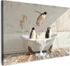 Wanddeko 90x60 cm - BadezimmerPinguine, Leinwand Bilder, Produktbild-Vorschau 1