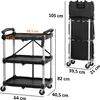 A product image showing a foldable serving cart with dimensions indicated by text overlays. Produktbild-Vorschau