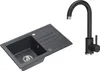 A black granite sink and a black faucet are shown against a white background. Anteprima dell’immagine prodotto