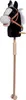 A black and white hobby horse on a wooden stick. Produktbild-Vorschau