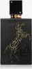 A black perfume bottle with gold Arabic calligraphy shaped like a horse. Produktbild-Vorschau