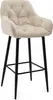 A beige upholstered bar stool with black legs on a white background. Produktbild-Vorschau