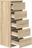 A tall, narrow chest of drawers with several drawers partially open, set against a white background. Náhled obrázku produktu