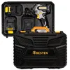 A black and gray impact wrench kit with two batteries and a charger, all housed in a black carrying case with an orange handle. The case has a textured surface and the brand name "BESTEN" is visible in orange. Produktbild-Vorschau
