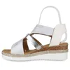 VAN HILL Damen Keilsandaletten Sandalette Metallic Bast Produktbild-Vorschau 2