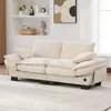 Sofá de cuero de dos plazas, color beige, con dimensiones Vista previa de la imagen del producto 8