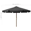 A black umbrella with a wooden pole is shown against a white background, with dimensions indicated. Produktbild-Vorschau