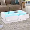 okwish Hochglanz Couchtisch Kaffeetisch mit Zwei Schubladen Produktbild-Vorschau 1