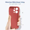 A hand holding a red phone case against a white background. Produktbild-Vorschau